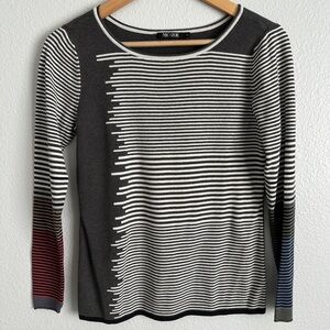 NIC+ZOE Black and White Striped Sweater
